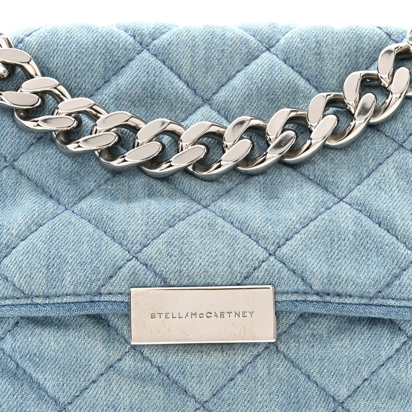 Eco Denim Quilted Small Beckett Shoulder Bag Blue