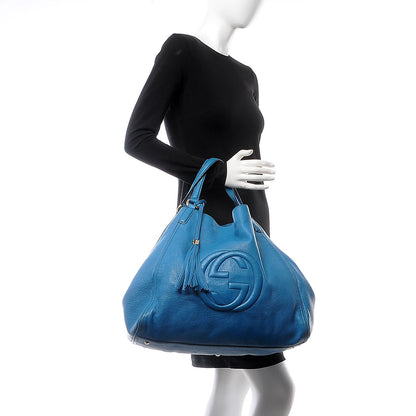 Gucci Pebbled Calfskin Large Soho Shoulder Bag Riviera Blue 2 of 23