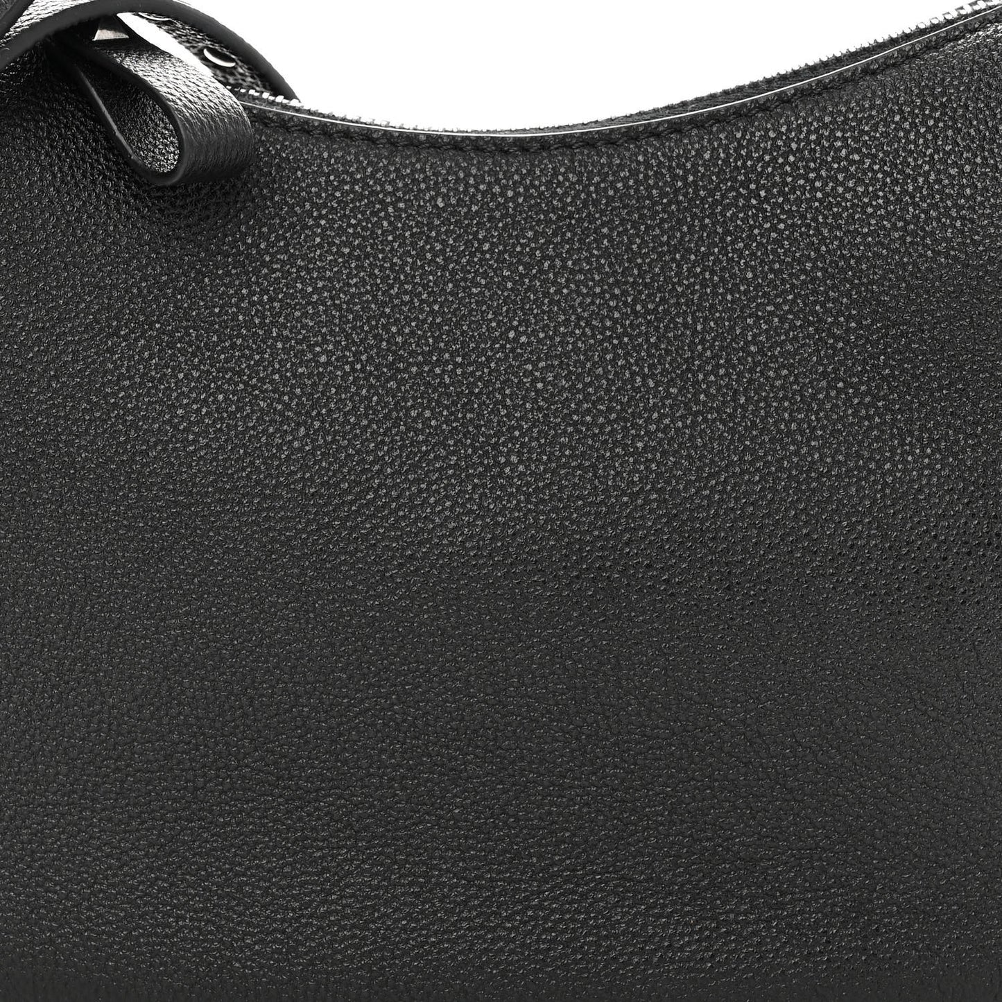 Grained Calfskin Rockstud Hobo Bag Black