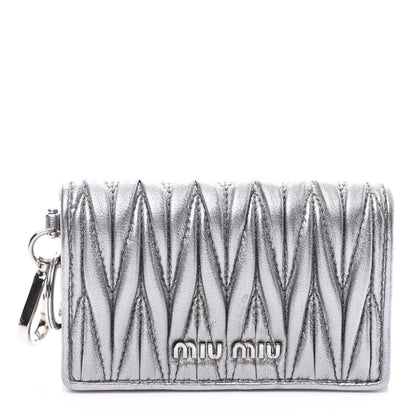 Miu Miu Metallic Nappa Matelasse Compact Wallet Chrome 1 of 8