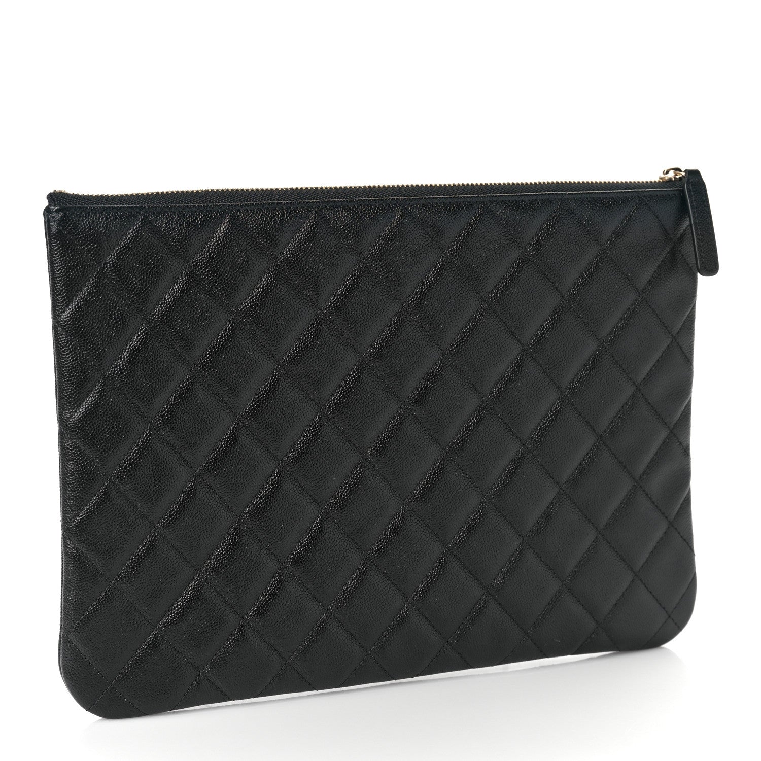 Chanel Caviar Quilted Studded CC Medium Cosmetic Case Black 3 of 9