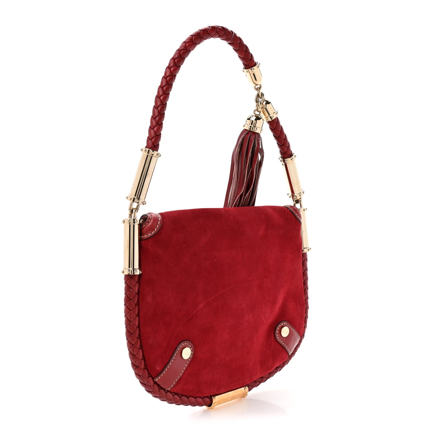Gucci Suede Small Britt Tassel Shoulder Bag Dark Red 3 of 11