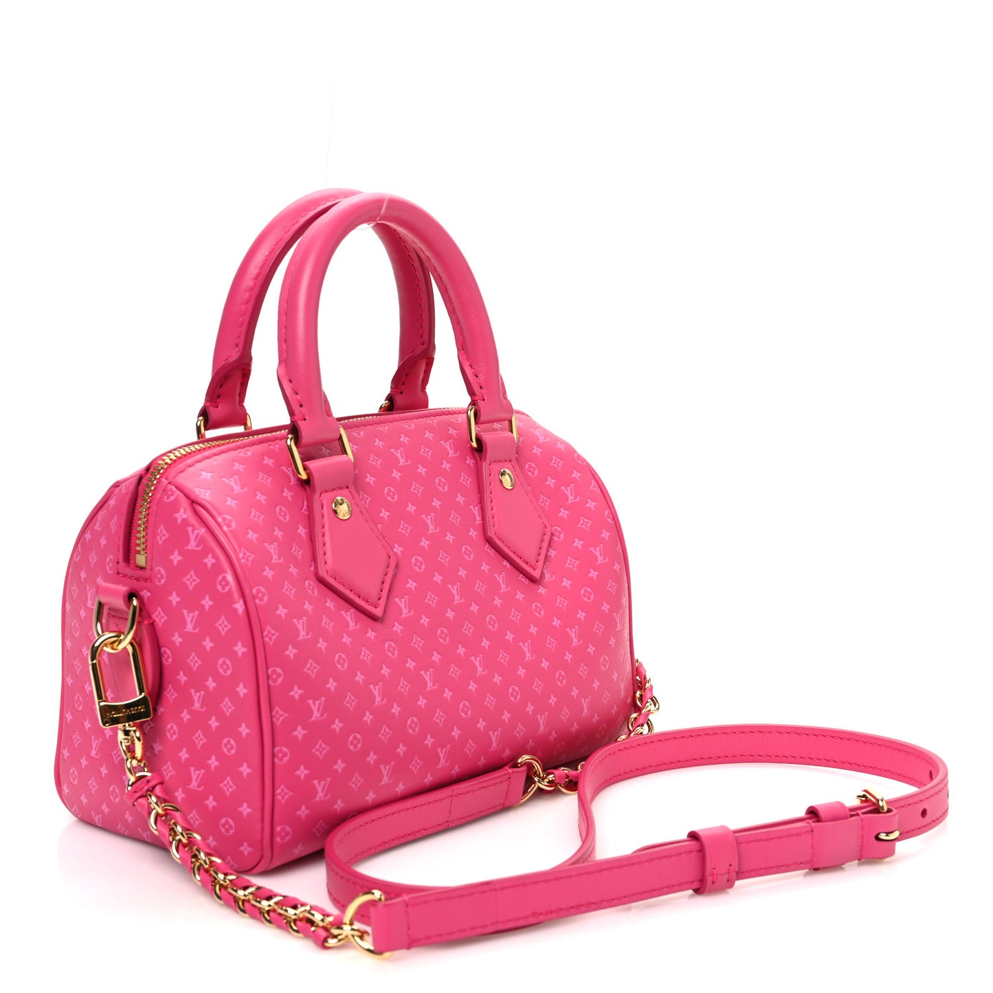 Calfskin Nanogram Embossed Speedy Bandouliere 20 Rose