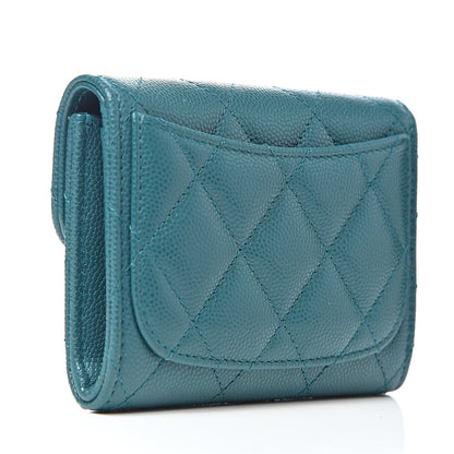 Chanel Caviar Quilted Card Holder Wallet Dark Turquoise 3 of 9