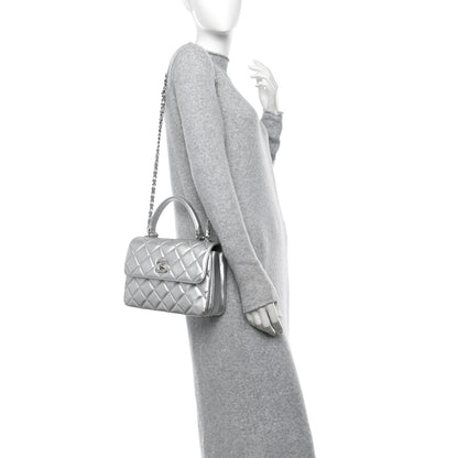 Chanel Metallic Lambskin Quilted Small Trendy CC Flap Dual Handle Bag Silver 2 of 12