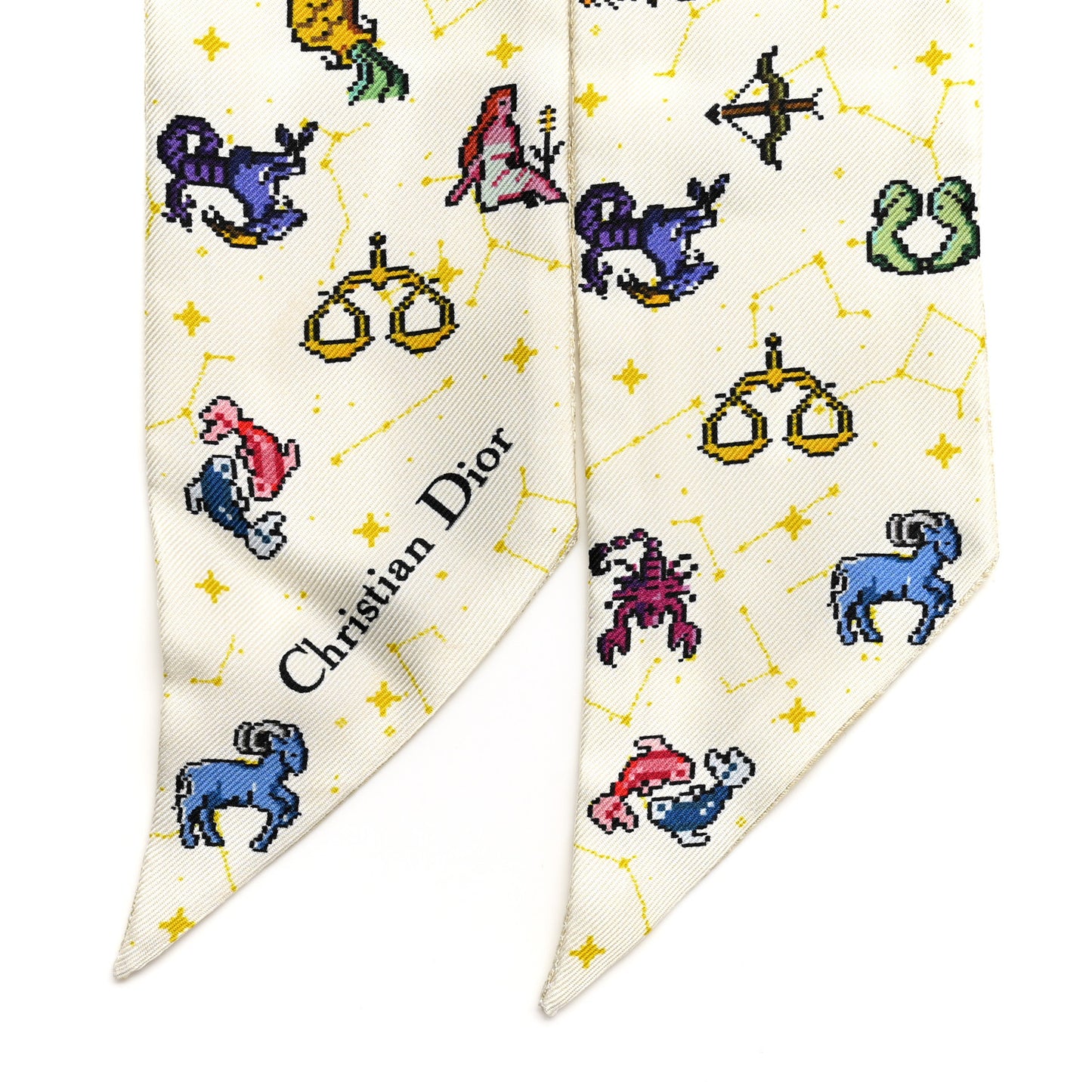 Silk Pixel Zodiac Scarf Latte Multicolor