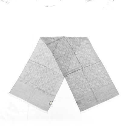 Gucci Wool Silk GG Monogram GGNat Scarf Lead 2 of 4