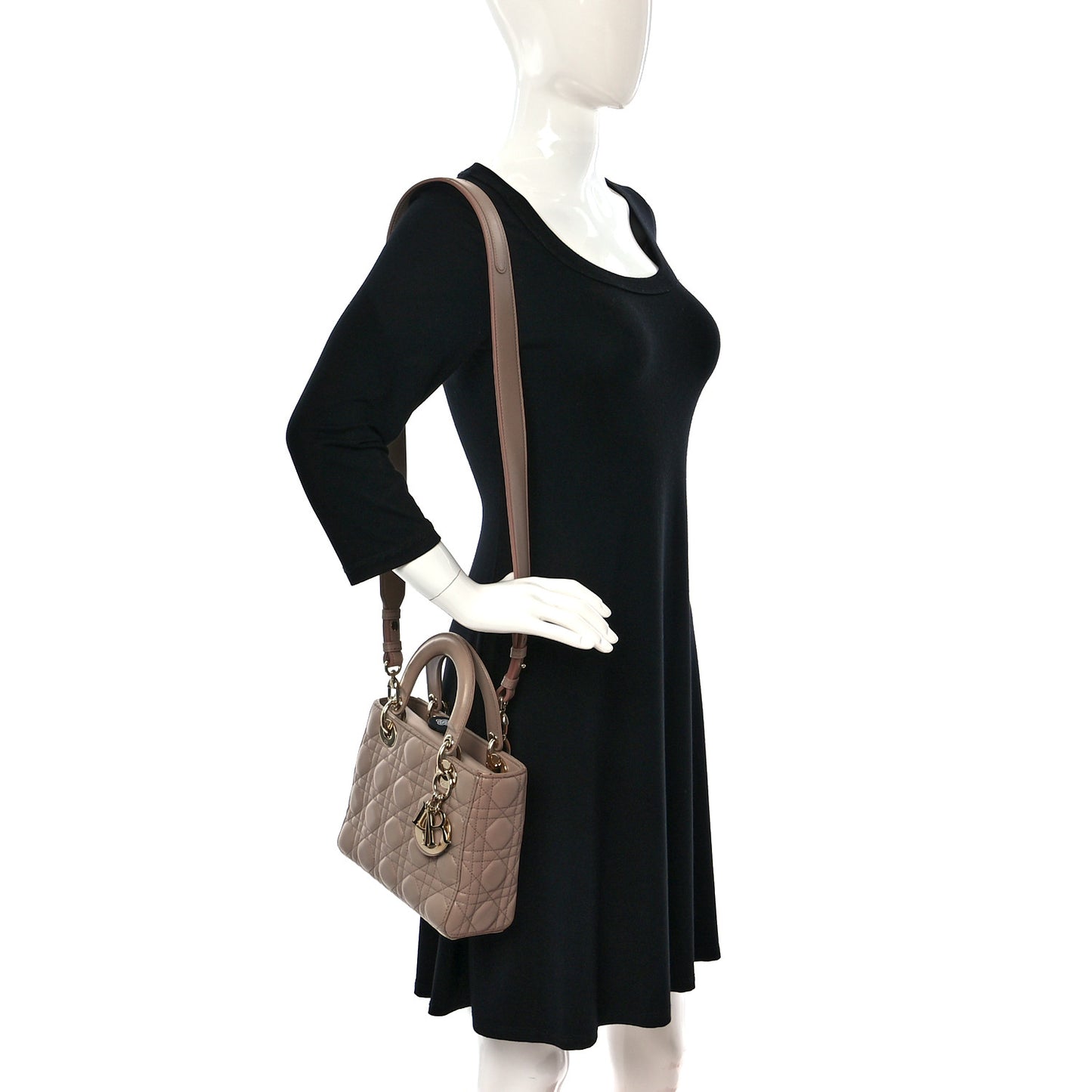 Lambskin Cannage Small Lucky Badges My Lady Dior Taupe