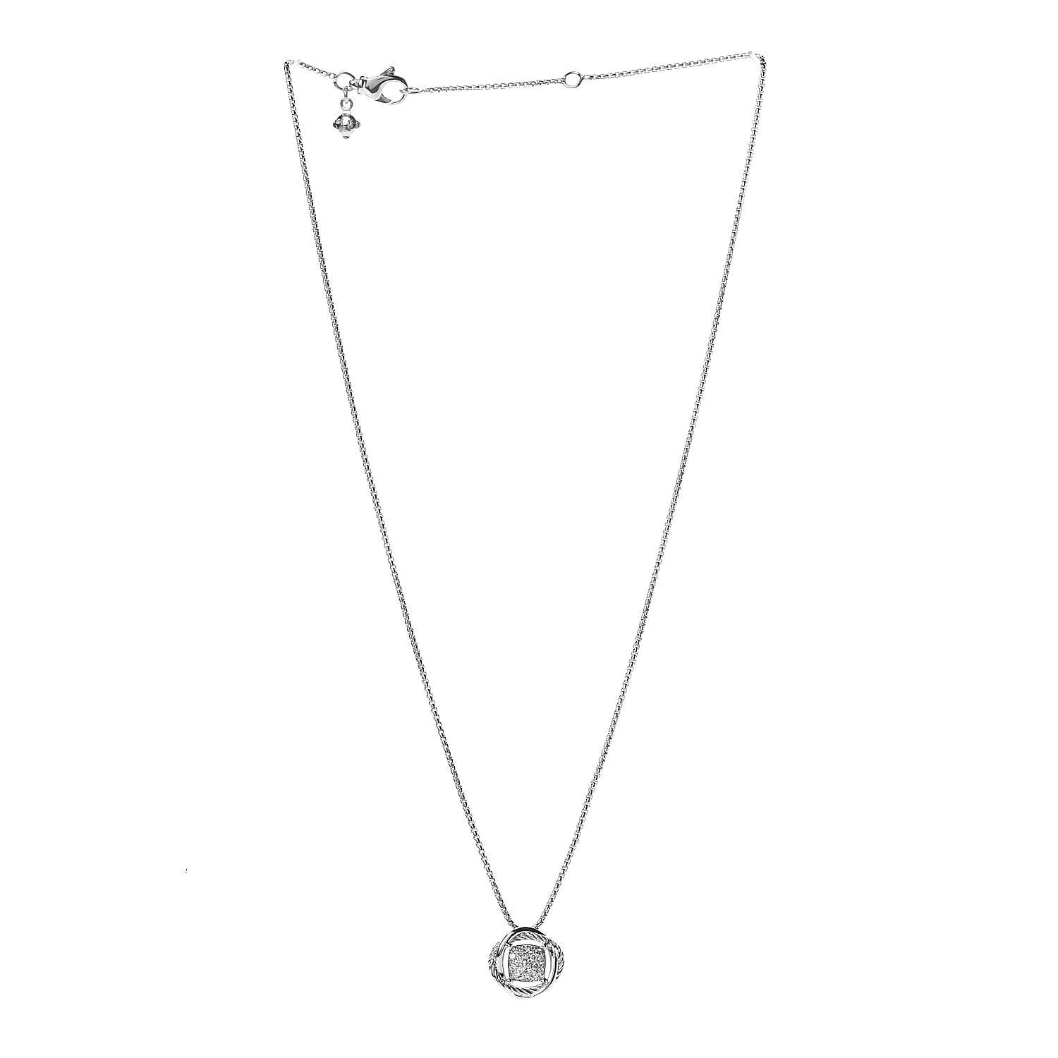 David Yurman Sterling Silver Diamond 7mm Infinity Pendant Necklace 3 of 4