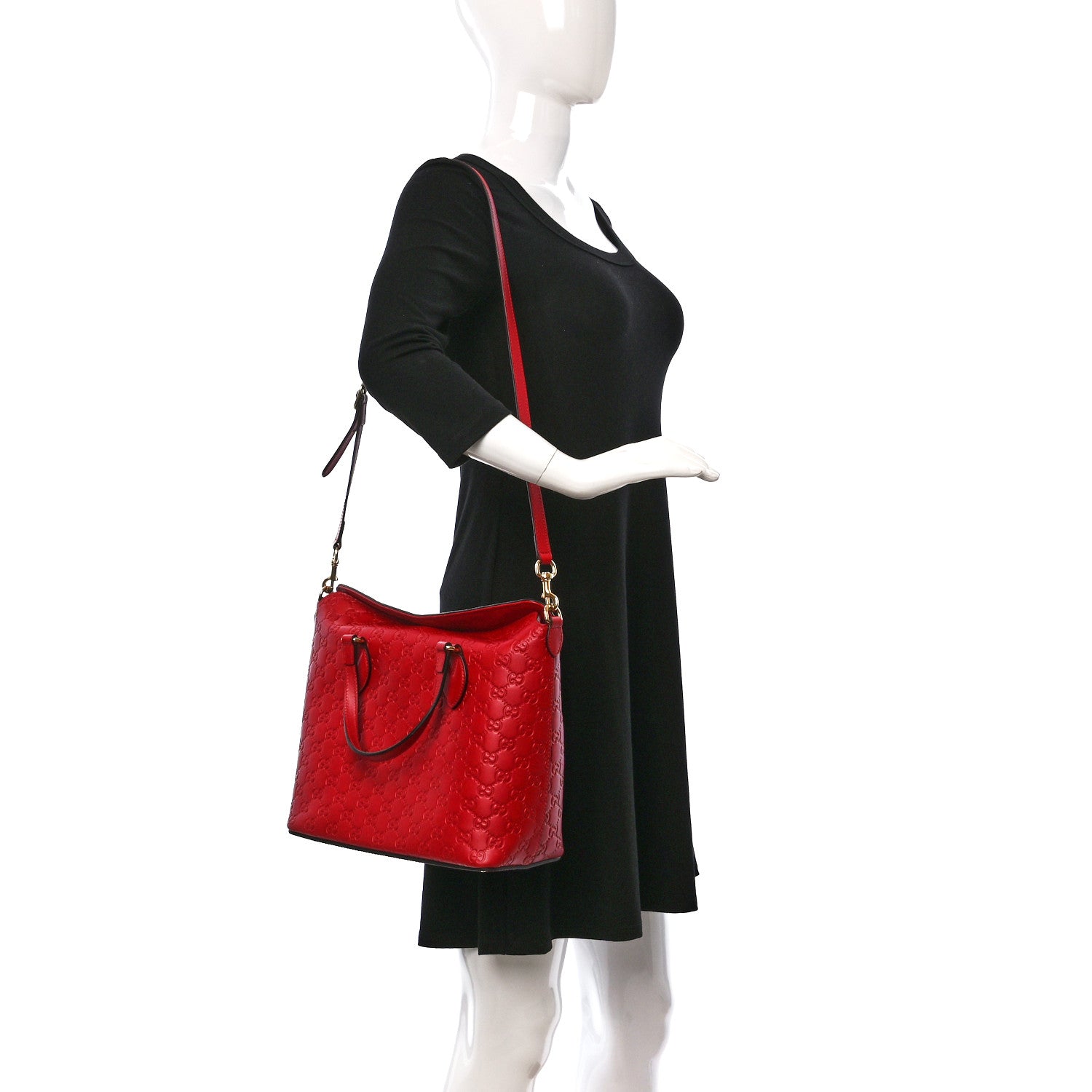 Gucci Guccissima Linea A Foldover Tote Red 2 of 11