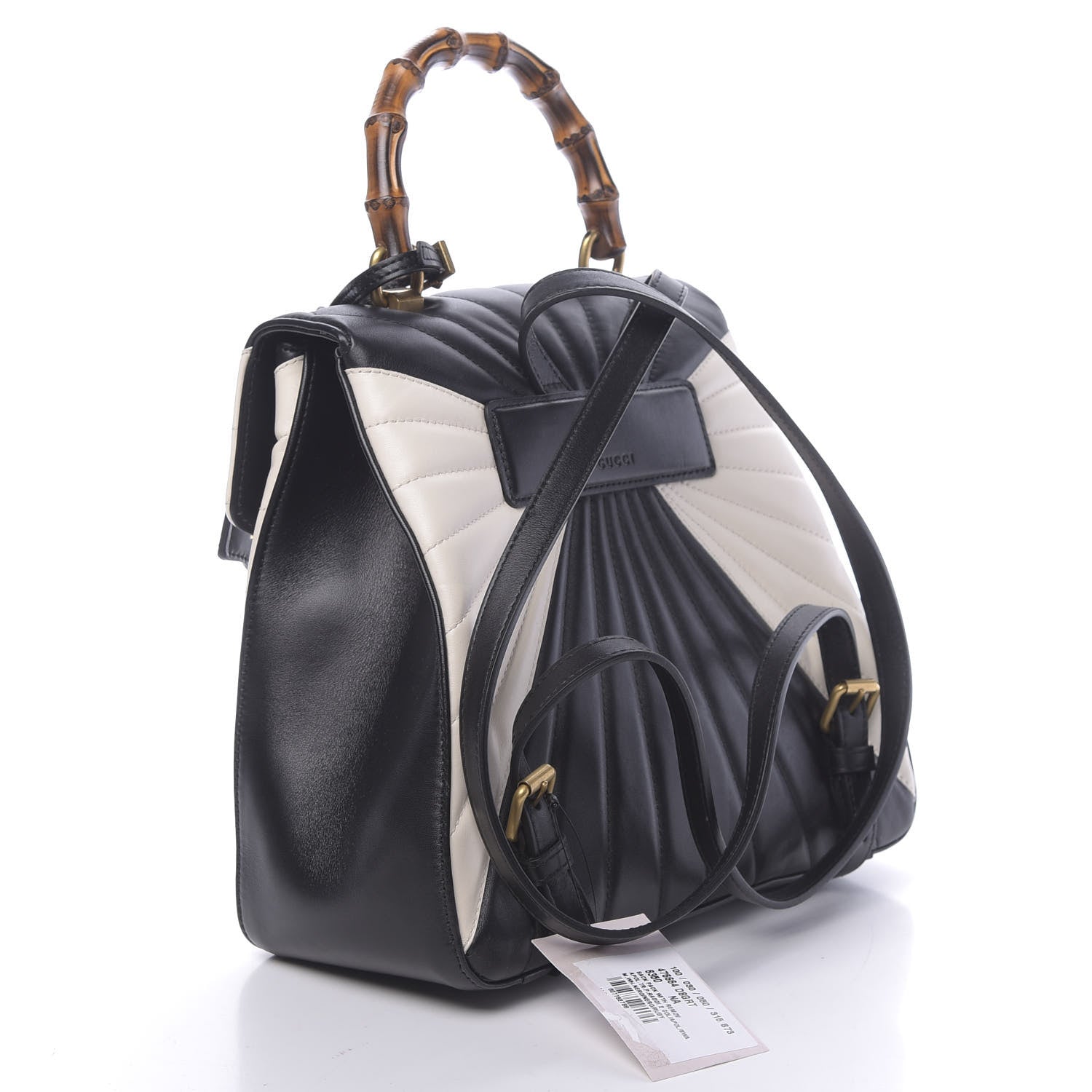 Gucci Calfskin Bamboo Trapuntata Queen Margaret Backpack Mystic White Black 2 of 11