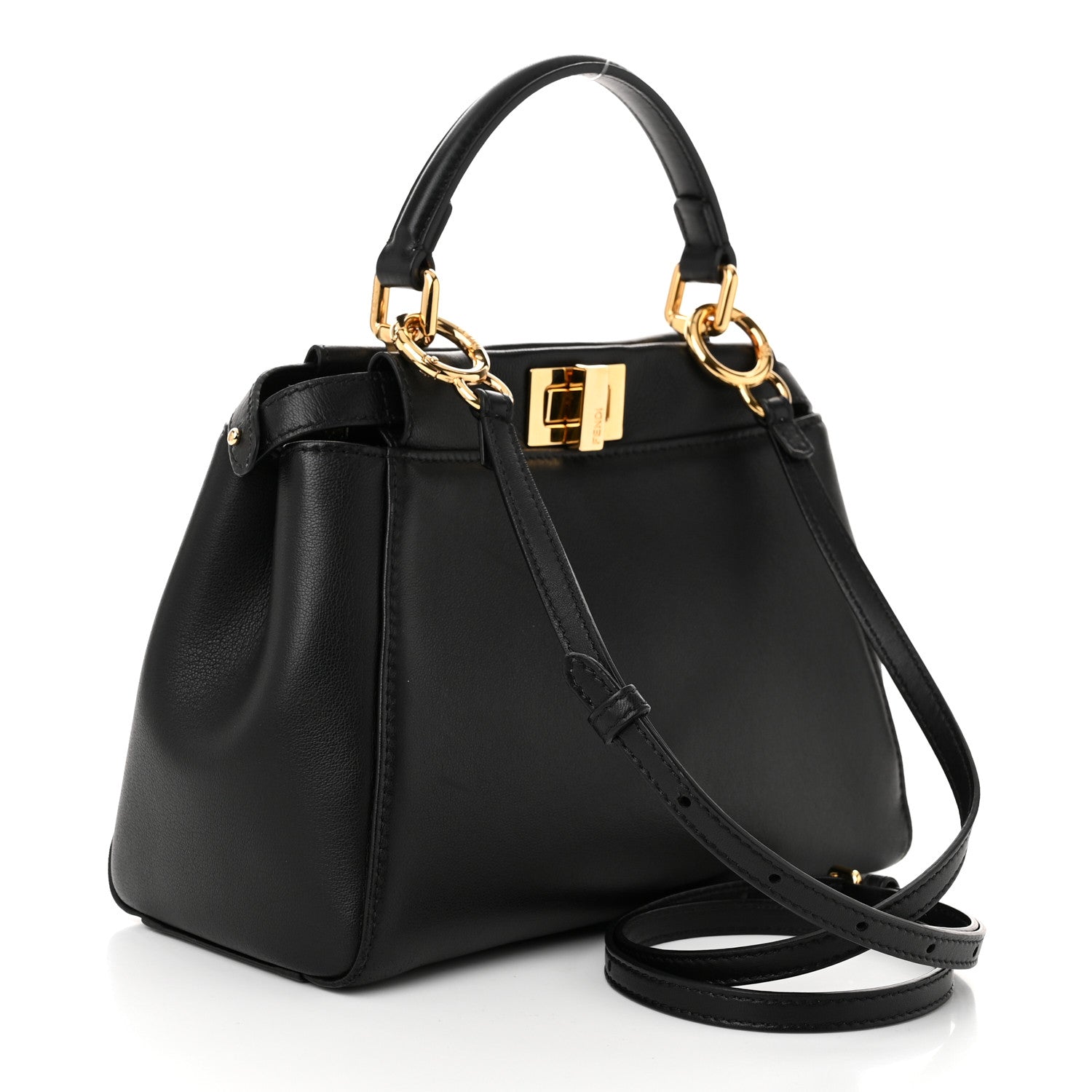 Fendi Nappa Mini Peekaboo Iconic Satchel Black 3 of 11