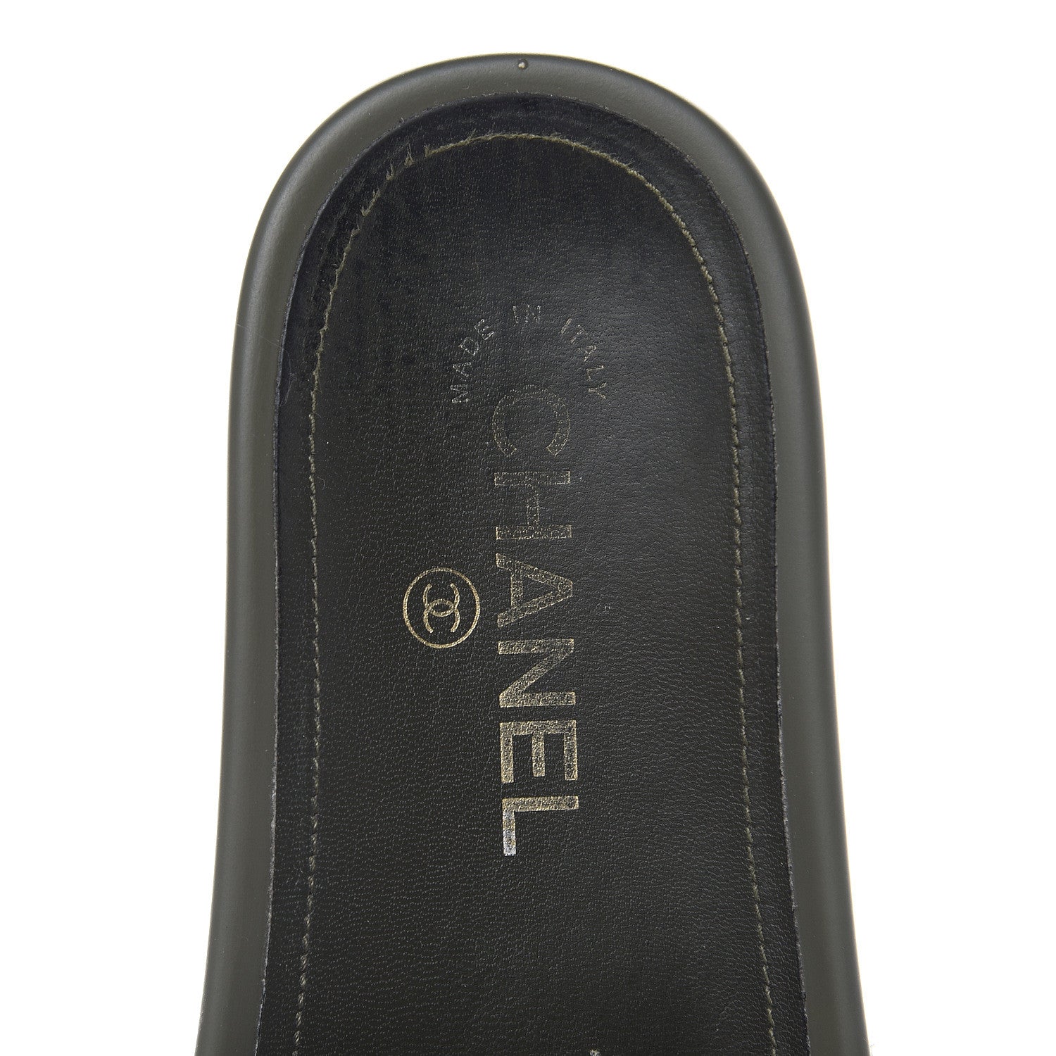 Chanel Canvas Chain Flat Sandals 36 Khaki 9 of 12