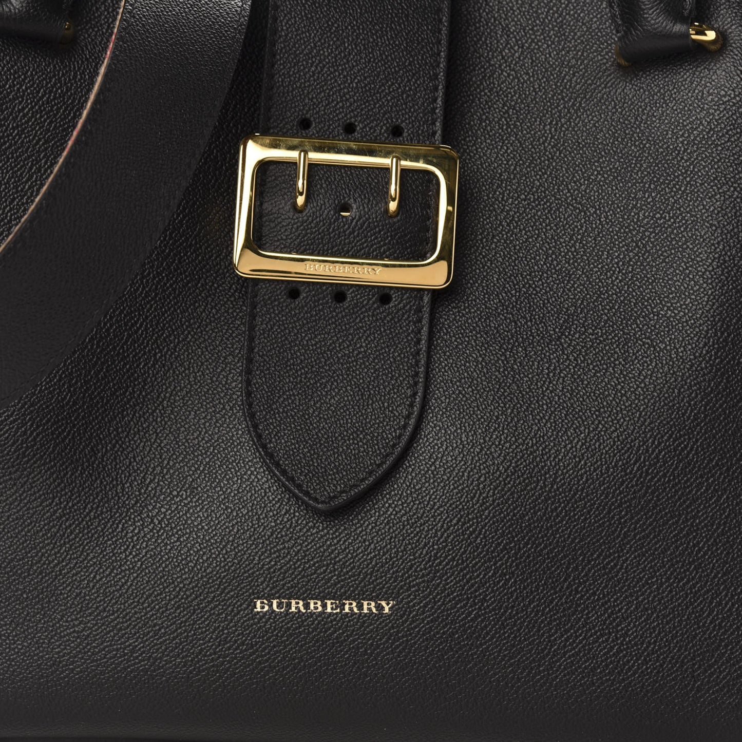 Soft Grain Calfskin Medium Buckle Tote Black