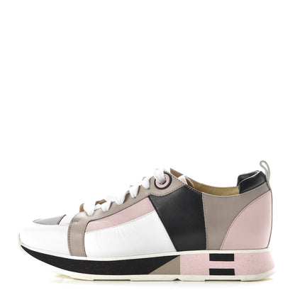 Hermes Calfskin Rebus Sneakers 36 Rose Aube Black White 1 of 8