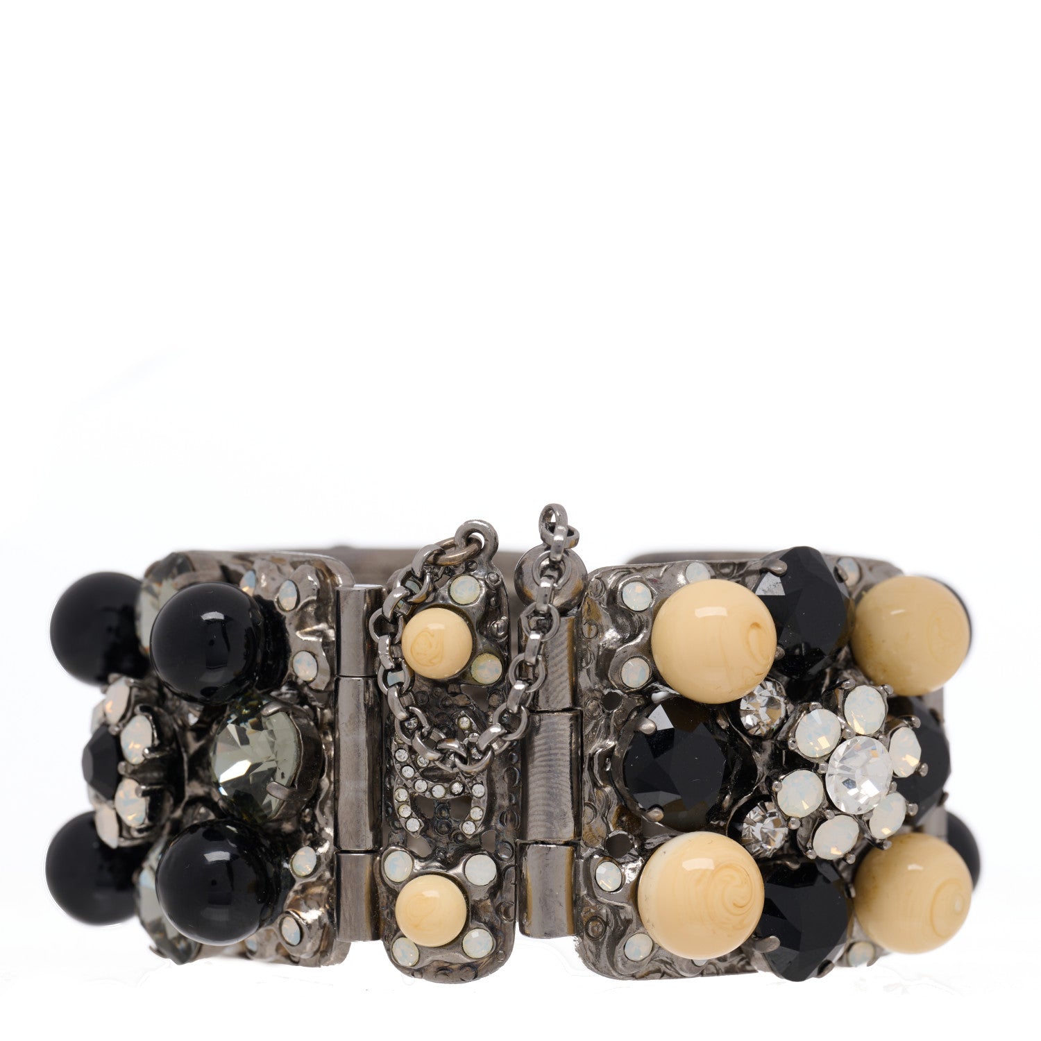 Chanel Crystal Pearl Gripoix Bracelet Silver 2 of 3