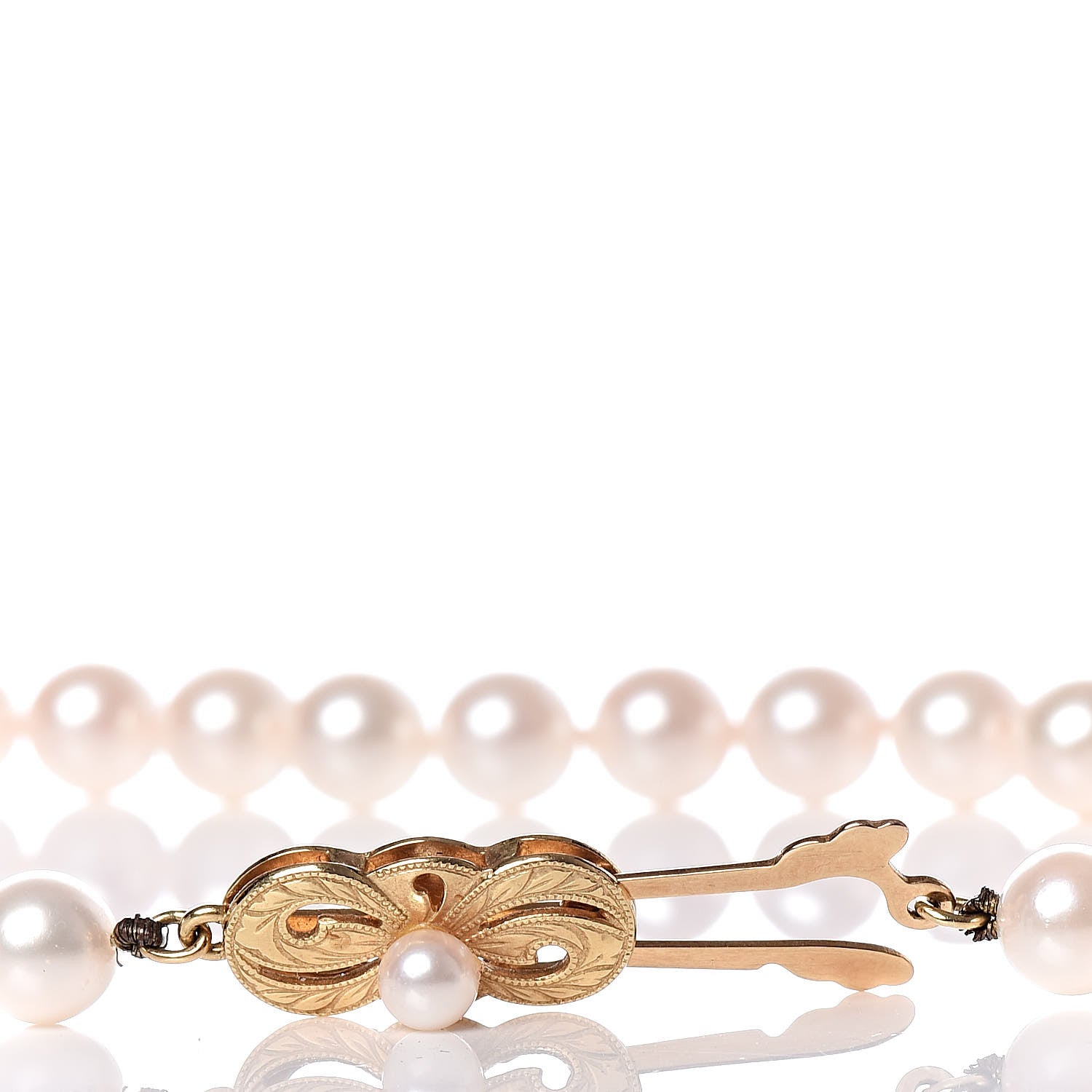 Mikimoto 18K White Gold Akoya Pearl 6-6.5mm Strand Necklace 25" 5 of 7