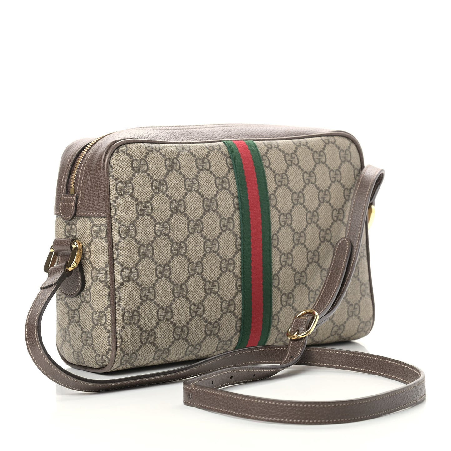 GG Supreme Monogram Web Small Ophidia Shoulder Bag Brown