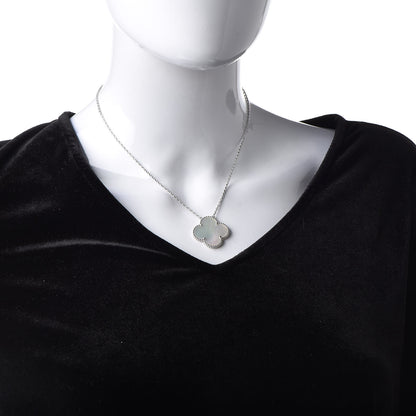 Van Cleef & Arpels 18K White Gold Mother of Pearl Magic Alhambra Pendant Necklace 2 of 7