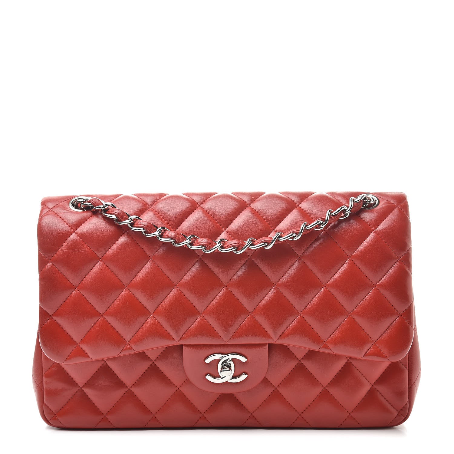 Chanel Lambskin Quilted Jumbo Double Flap Red 1 of 17