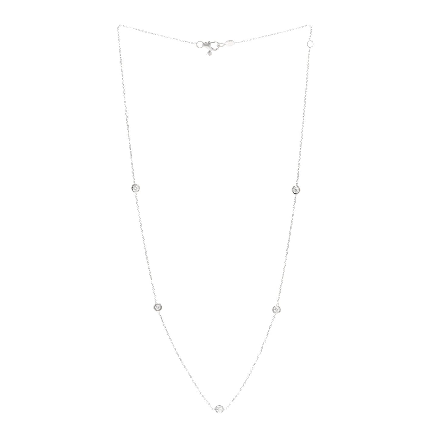 18K White Gold Diamond .25ctw Diamonds by the Inch Five Station Necklace