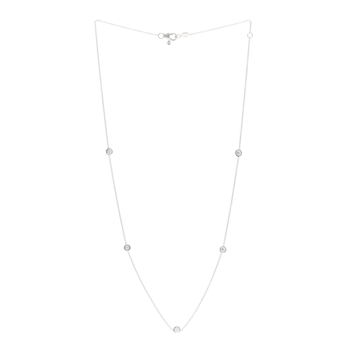 Roberto Coin 18K White Gold Diamond .25ctw Diamonds by the Inch Five Station Necklace 3 of 4