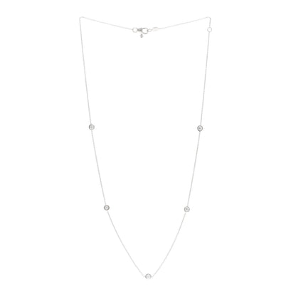 Roberto Coin 18K White Gold Diamond .25ctw Diamonds by the Inch Five Station Necklace 3 of 4