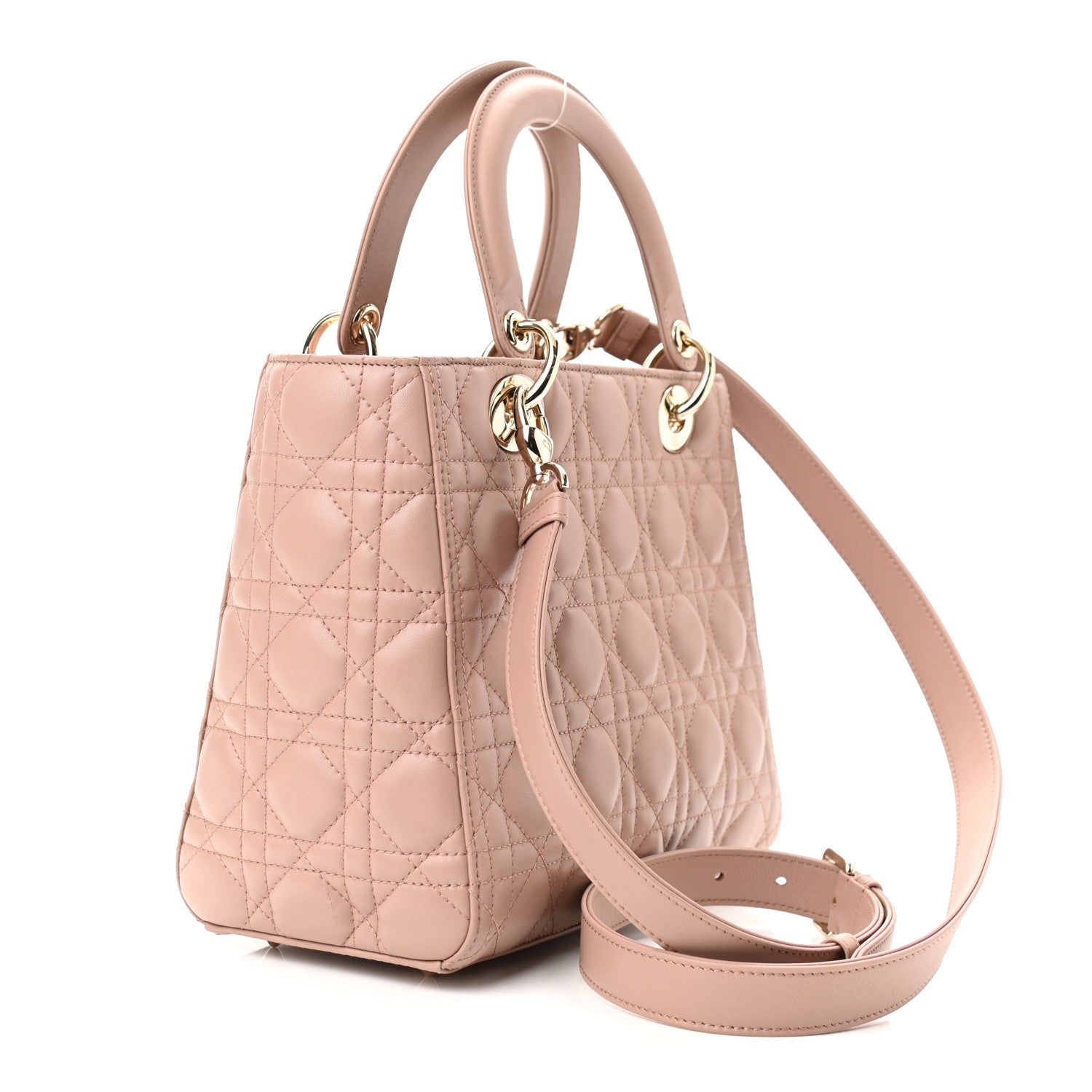 Christian Dior Lambskin Cannage Medium Lady Dior Rose Poudre 3 of 10