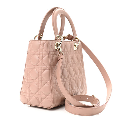 Christian Dior Lambskin Cannage Medium Lady Dior Rose Poudre 3 of 10