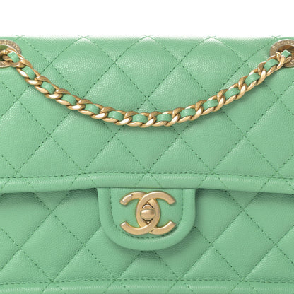 Chanel Caviar Quilted Medium Sweet Classic Flap Green 8 of 11