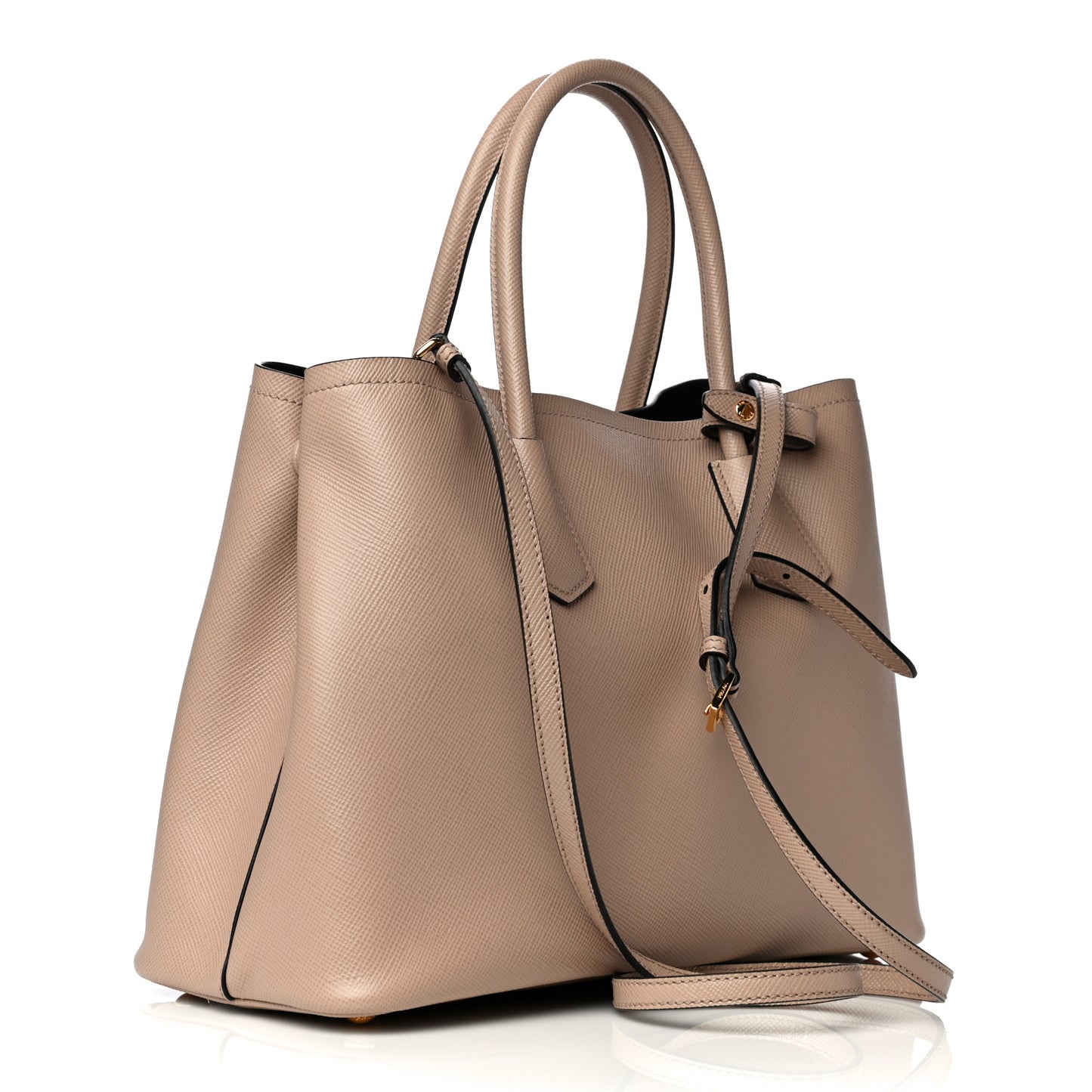 Saffiano Cuir Medium Double Bag Cammeo Black