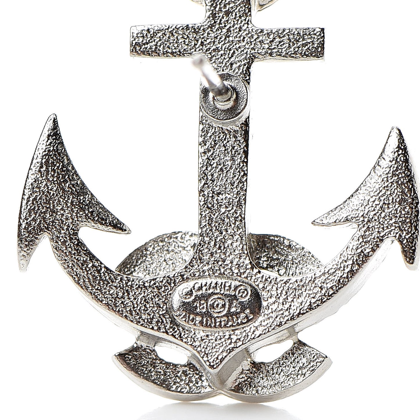 Crystal CC Anchor Earrings Silver