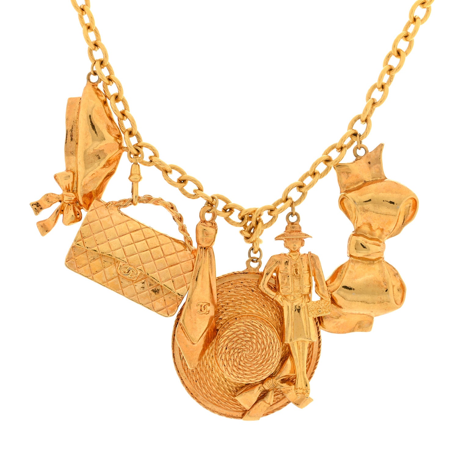 Chanel Metal CC Charm Short Necklace Gold 1 of 4