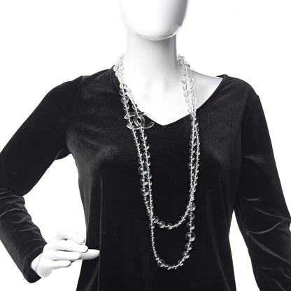 Chanel Crystal CC Double Strand Long Chain Necklace Transparent 2 of 6