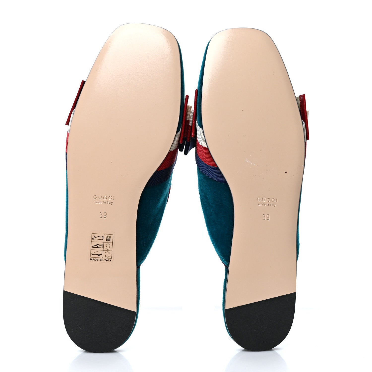 Gucci Softy Velvet Sylvie Bow Slippers 39 Pavone 5 of 7