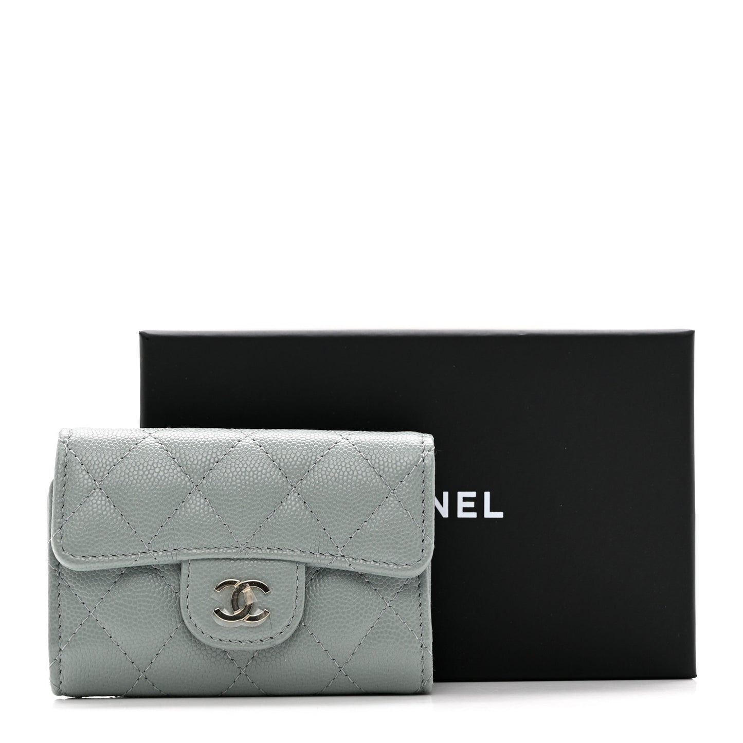 Caviar Quilted Classic 4 Key Holder Wallet Grey
