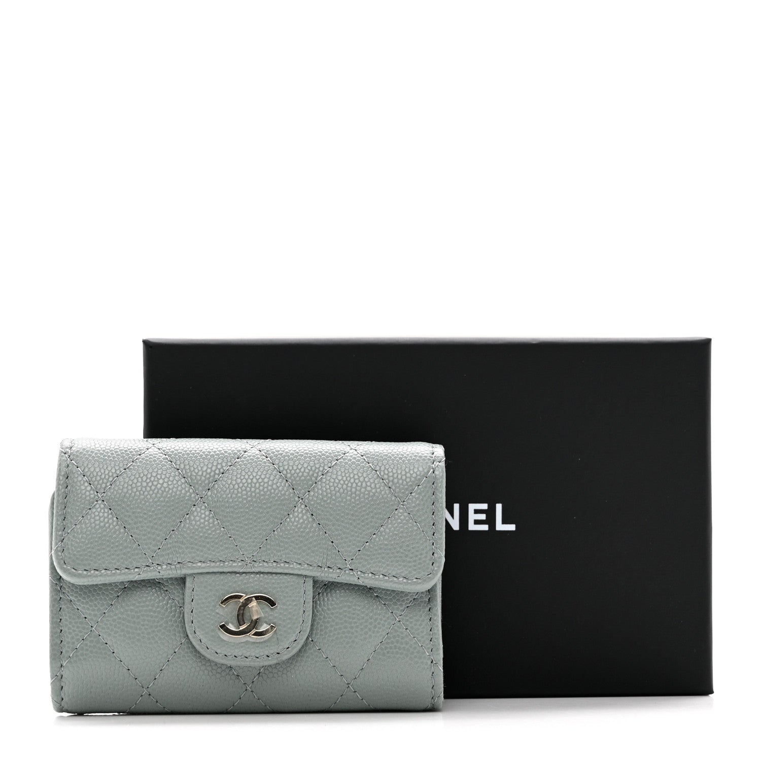 Chanel Caviar Quilted Classic 4 Key Holder Wallet Grey 10 of 10