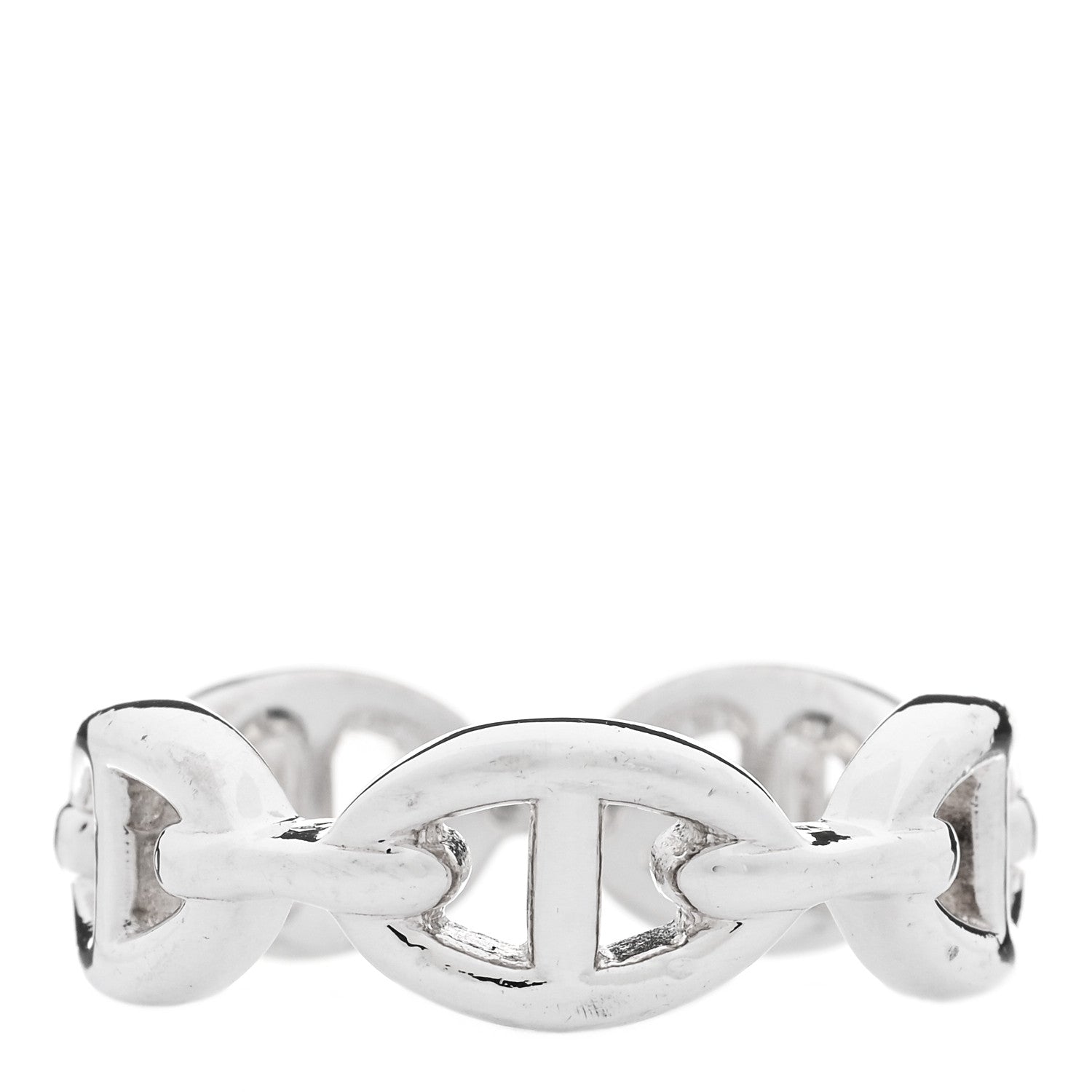 Hermes Sterling Silver PM Chaine d'Ancre Enchainee Band Ring 54 6.75 3 of 8