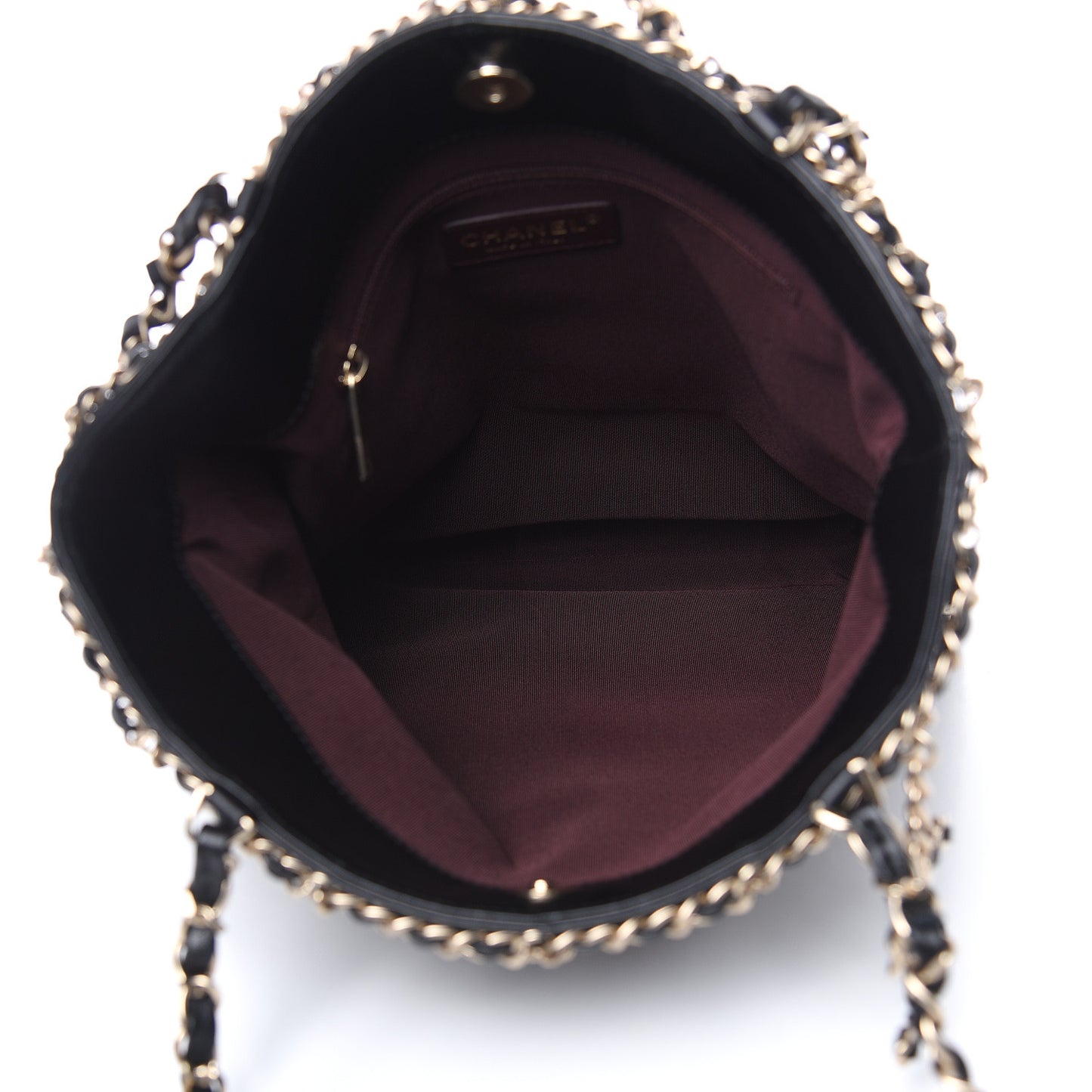 Lambskin Large Shopping Chain Tote Black