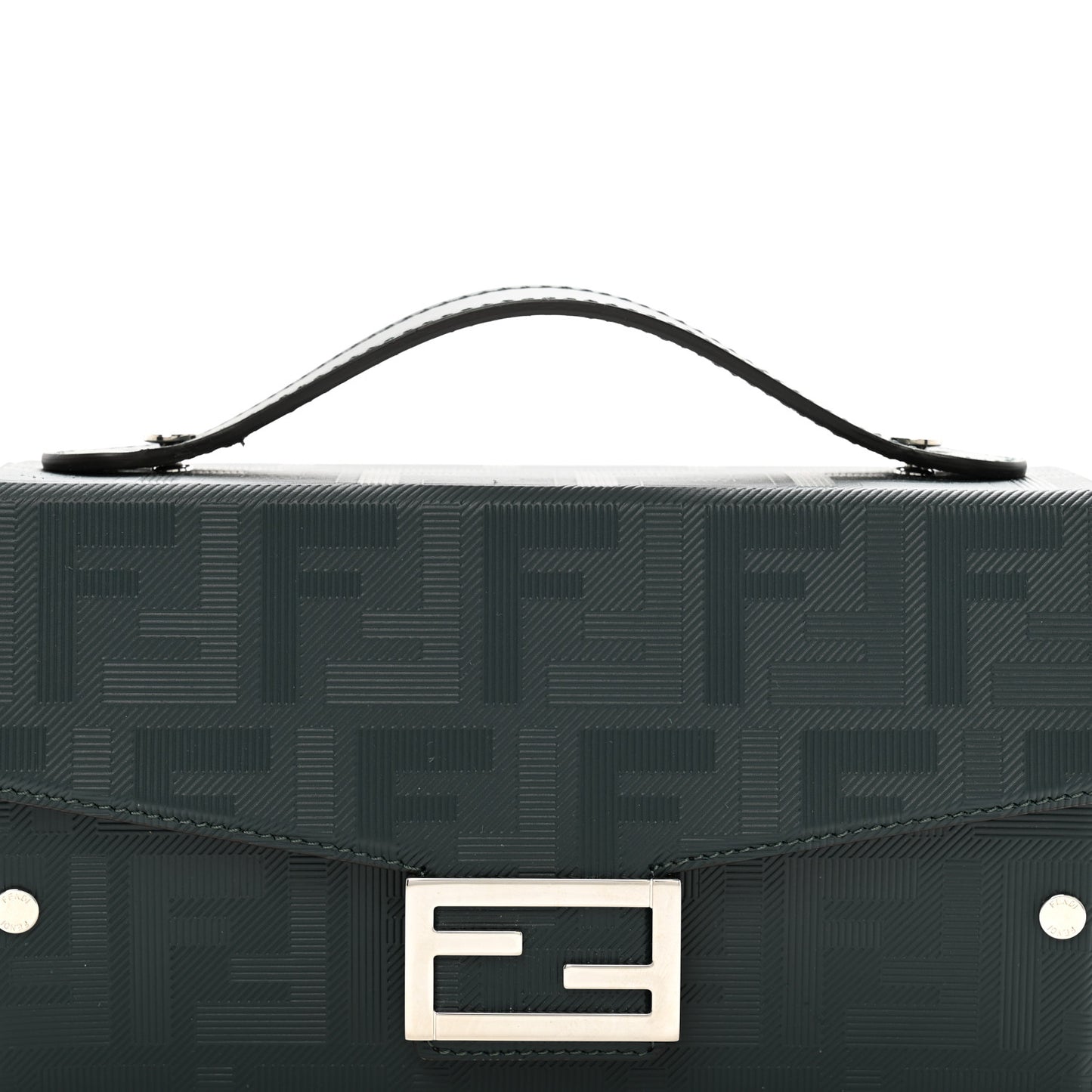 Vitello King FF Lines Embossed Baguette Soft Trunk Verde Inglese