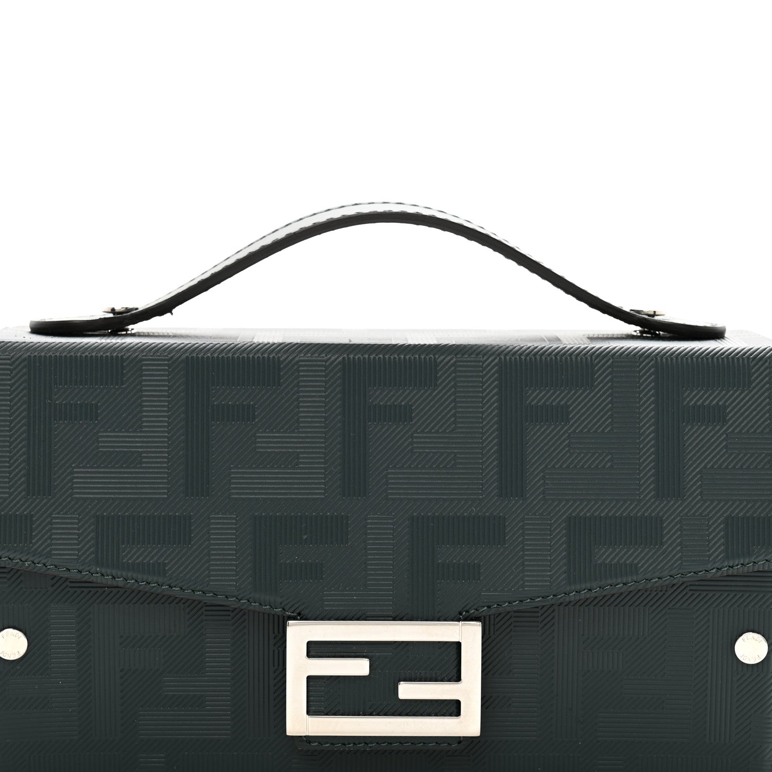 Fendi Vitello King FF Lines Embossed Baguette Soft Trunk Verde Inglese 8 of 10