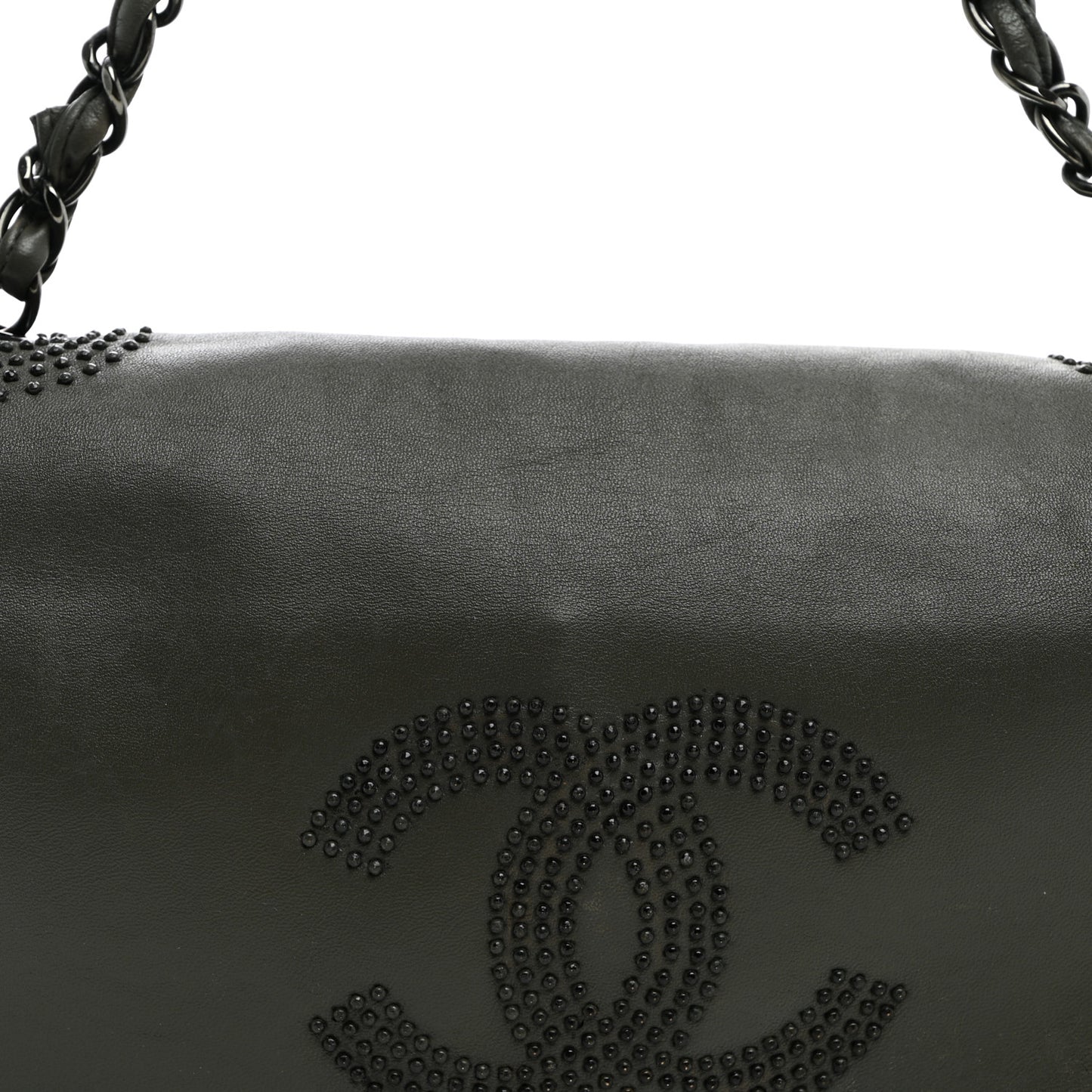 Lambskin Studded CC East West Flap Grey