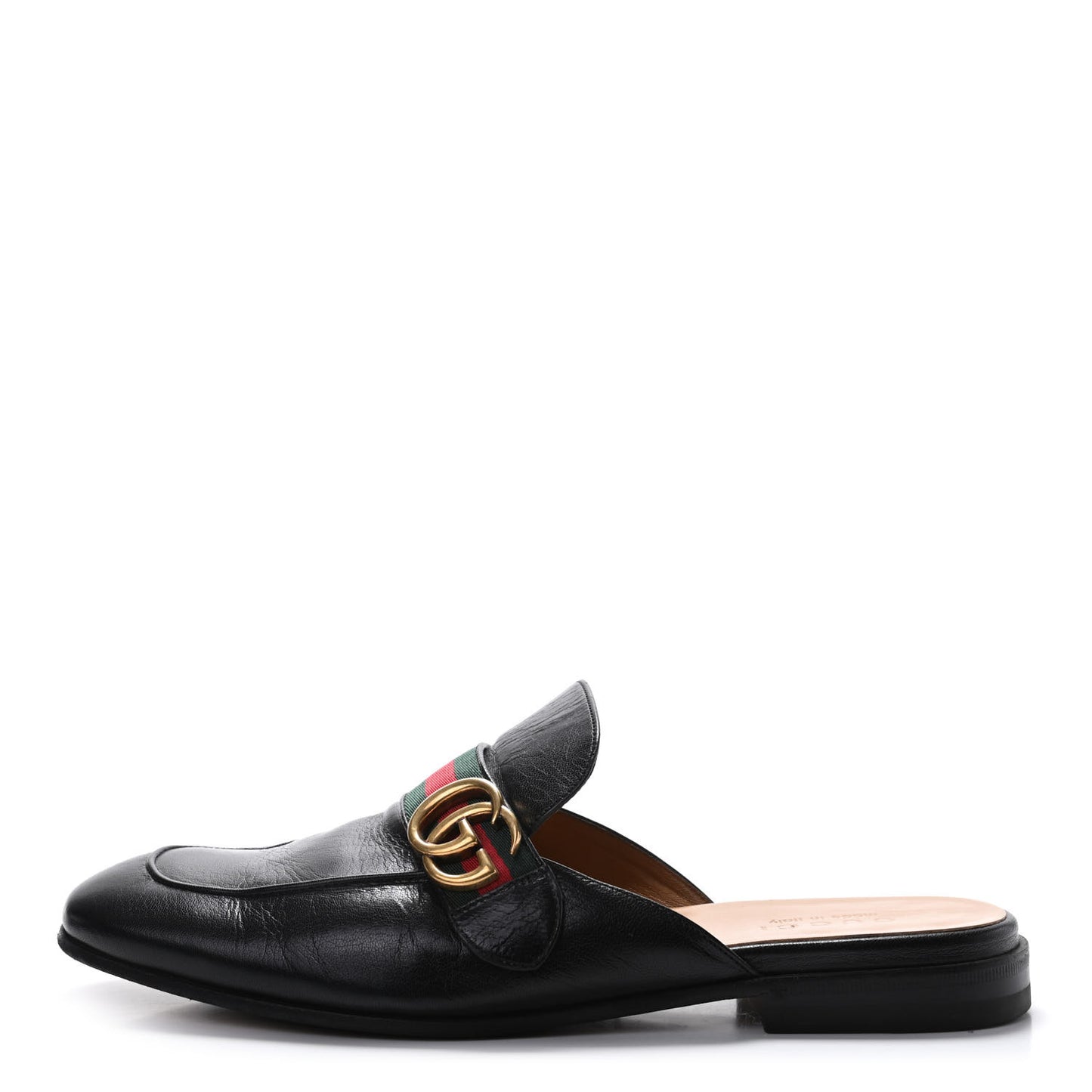 Goatskin Web GG Mens Princetown Slippers 9 Black