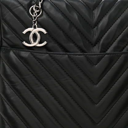 Chanel Lambskin Surpique Chevron Quilted Tote Black 8 of 11