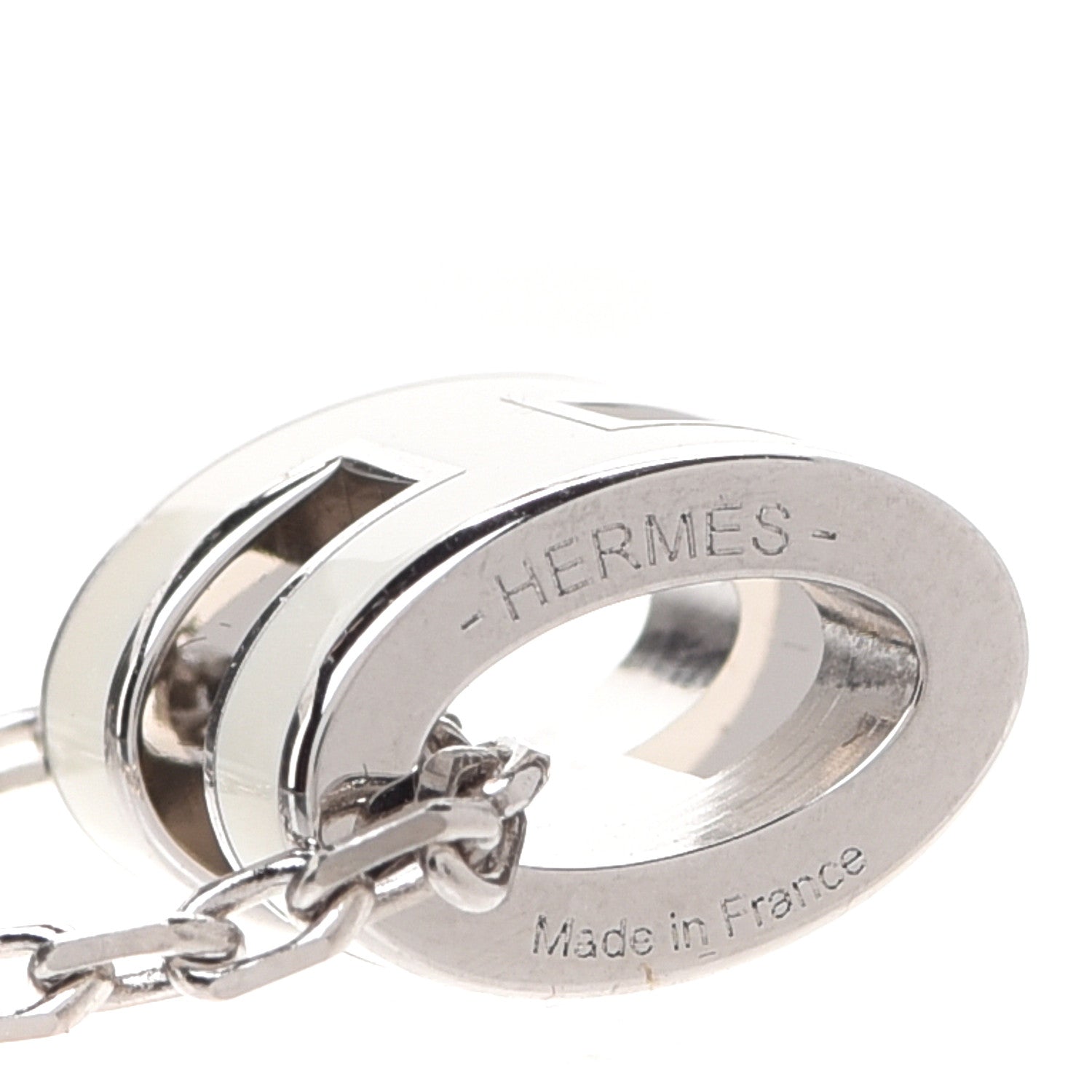 Hermes Lacquered Palladium Mini Pop H Pendant Necklace White 5 of 8