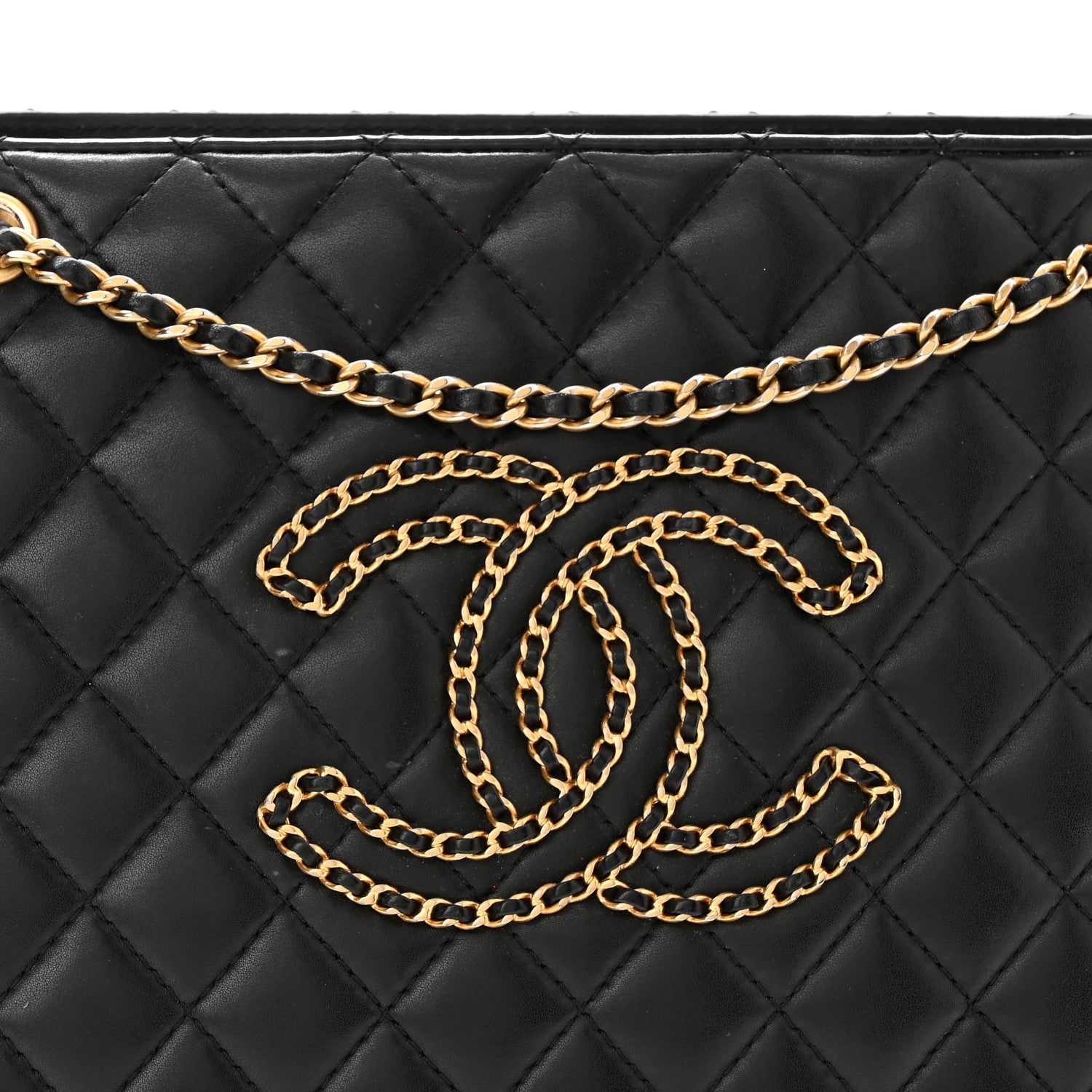 Chanel Calfskin Quilted CC Chain Accordion Tote Black 8 of 12