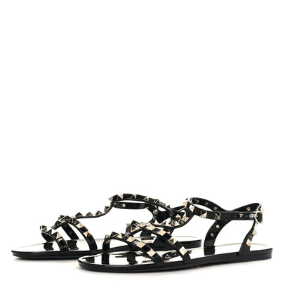 Valentino Garavani PVC Jelly Rockstud Caged Sandals 40 Black 3 of 9