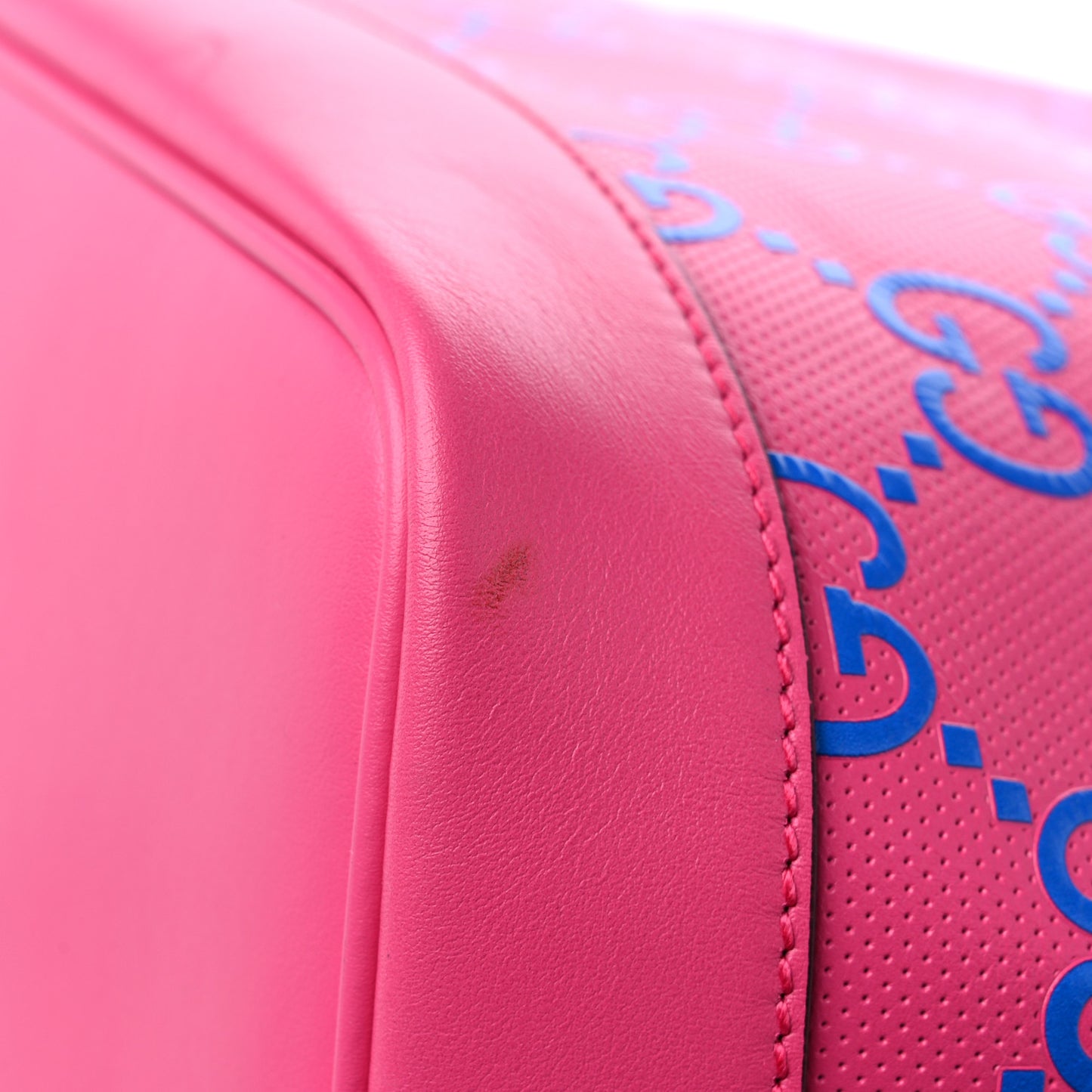 Calfskin GG Tennis Bi-Color Embossed Large Tote Modern Fucsia Modern Blue