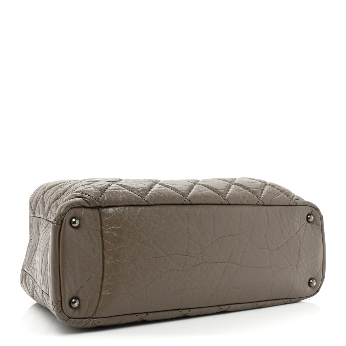 Aged Calfskin Tweed Large Quilted Portobello Tote Grey