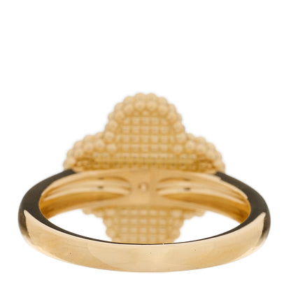 Van Cleef & Arpels 18K Yellow Gold Black Onyx Diamond Vintage Alhambra Ring 57 8 3 of 5